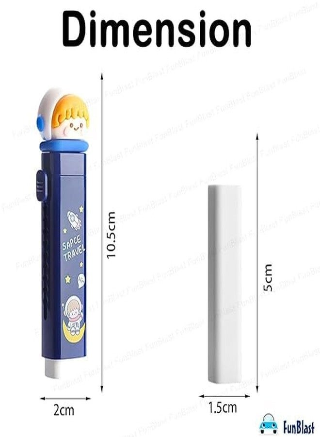 Krishope Cartoon Shaped Cute Erasers Push Pull Design Retractable Erasers Pastel Aesthetic Pencil Eraser Cute Rubber for Kids Students School Office Stationery (Space Travel Blue) - Image 5